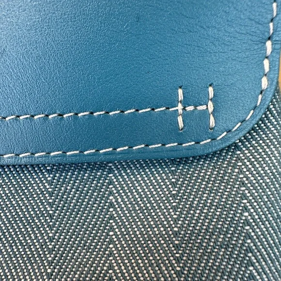 Hermes Valparaiso PM Bag Blue Chevron Canvas Blue Leather, Pouch, Dustbag COA - Picture 9 of 17